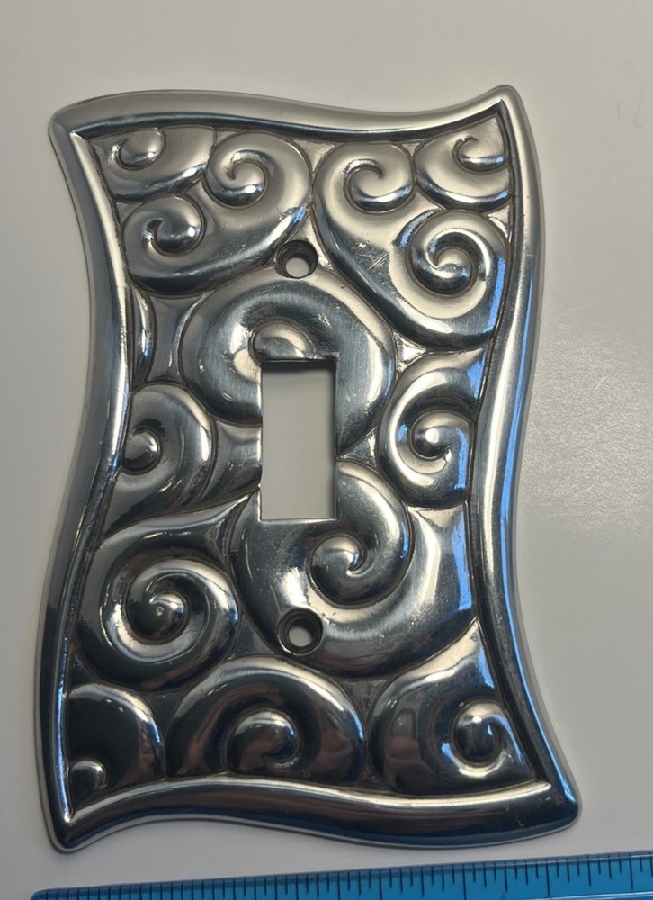 Brighton Scroll Light Switch Cover Plate Silver Tone Single Toggle Ornate