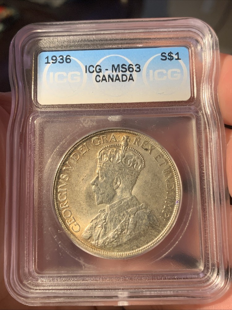 1936 Canada Silver Dollar ~ ICG MS63 ~