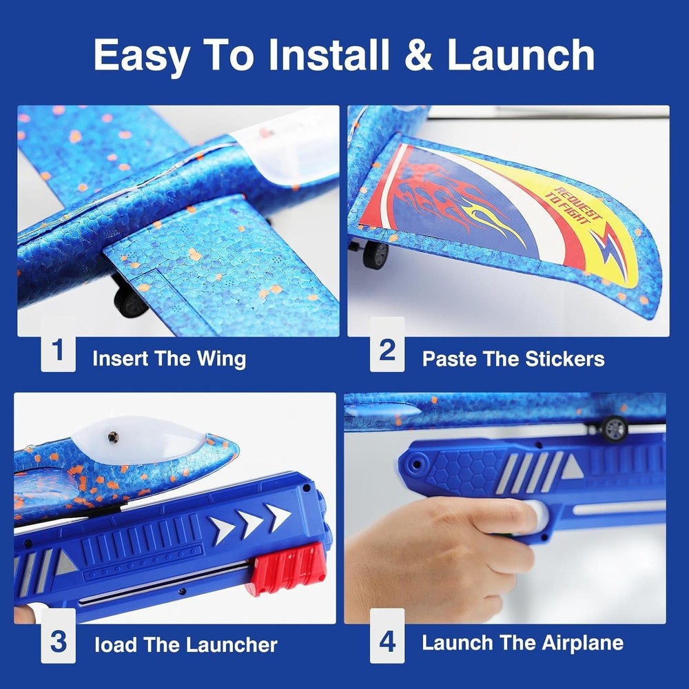 Ultimate 4 Pack Airplane Launchers with LED Features, Encouraging Active Play!