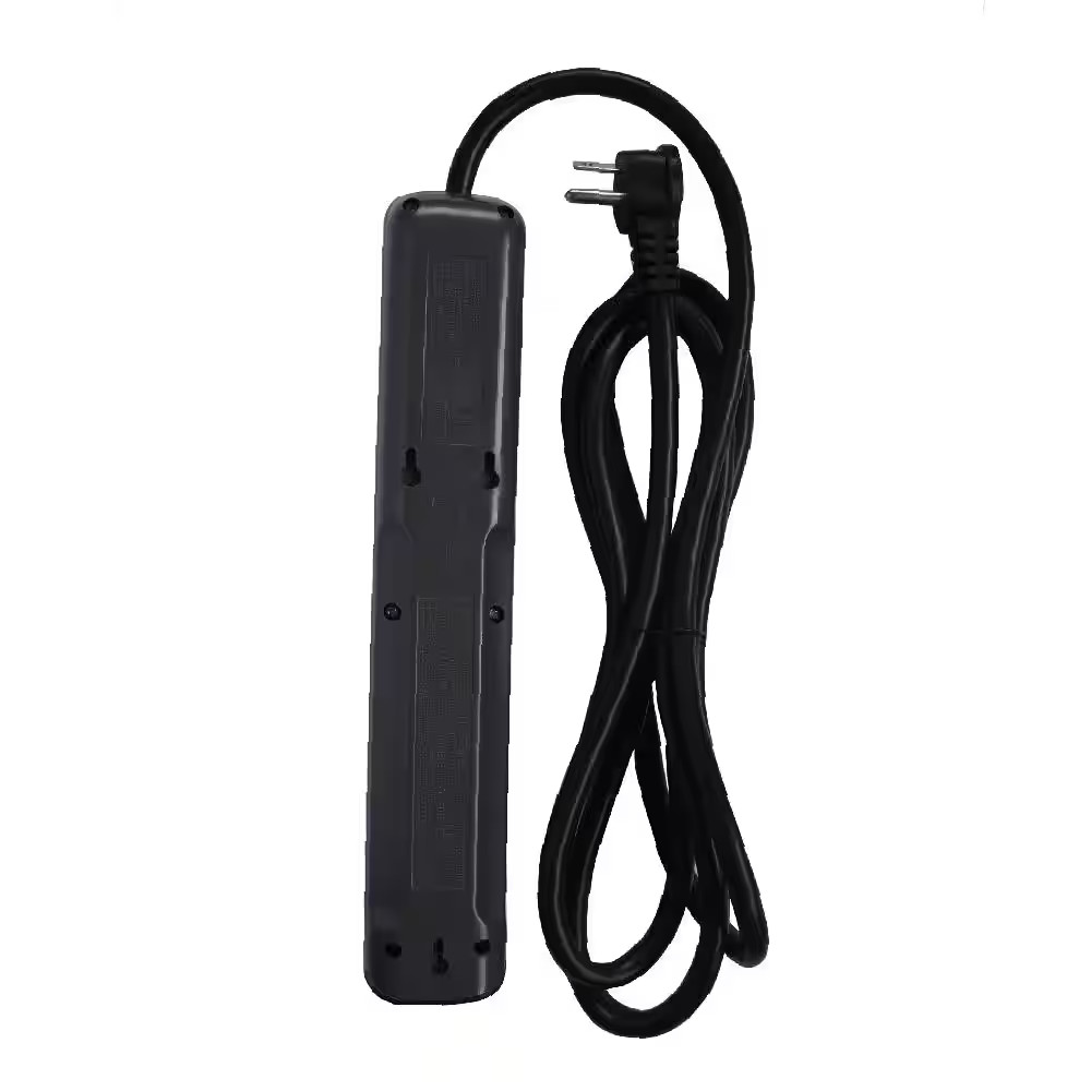 8 Ft. 6-Outlet Surge Protector with 45-Degree Flat Angle Plug, Black (2-Pack)