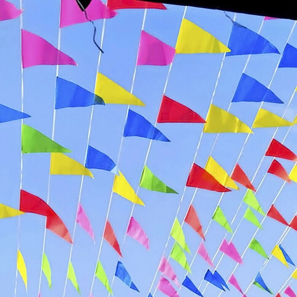 Bunting Triangle Flags 100 Flags 50 Meters Large 14*21CM Plastic Material