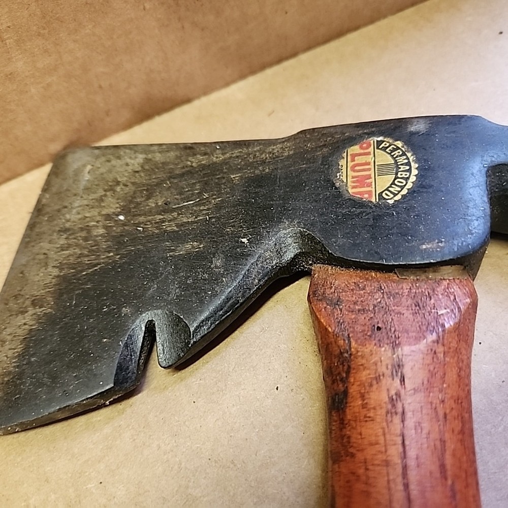 Vintage Plumb Permabond Carpenter Hatchet Half Hammer Axe Red Handle