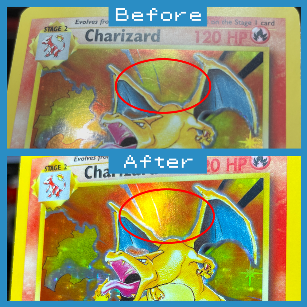 Pokemon Card Holo Scratch Reducing Solution ✨ Free Shipping - Works for Grading!