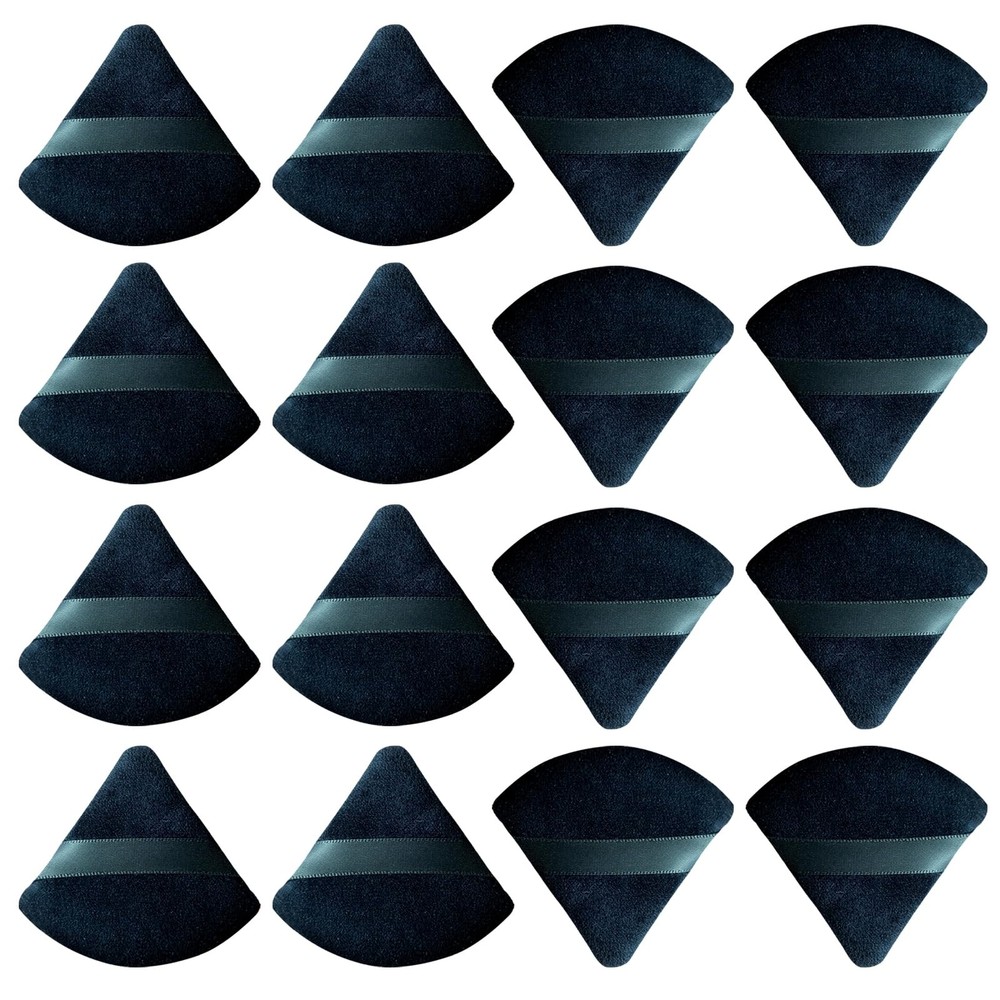16 pcs Triangle Powder Puff Makeup Puff:Setting Black