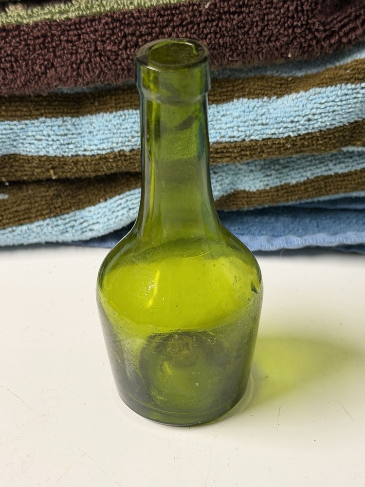 Vintage Small Green Glass Bottle