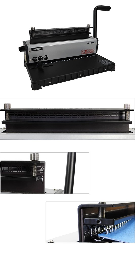 Rayson TD1222 Wire Binding Machine - 2:1 Pitch, Holes, 220 Sheet Binding..