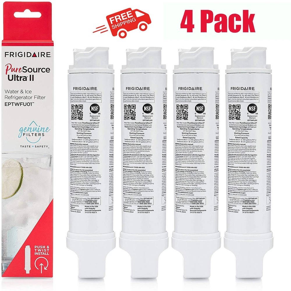 4 PACK NEW Frigidaire EPTWFU01 Pure Source Ultra II Refrigerator Water Filter US