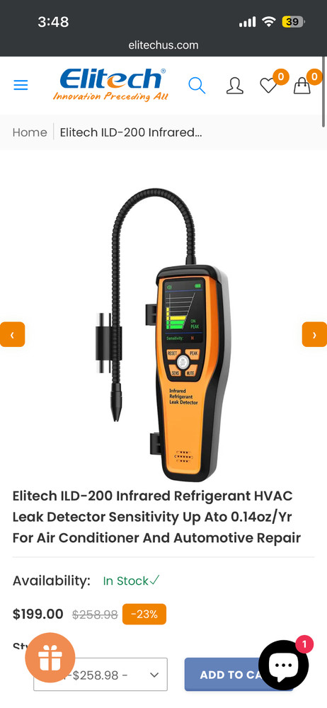 Elitech ILD-200 Infrared Refrigerant Leak Detector