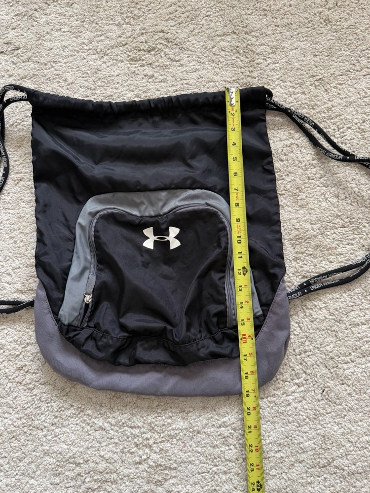 Under Armour Black And White Drawsting Gym Bag Backpack