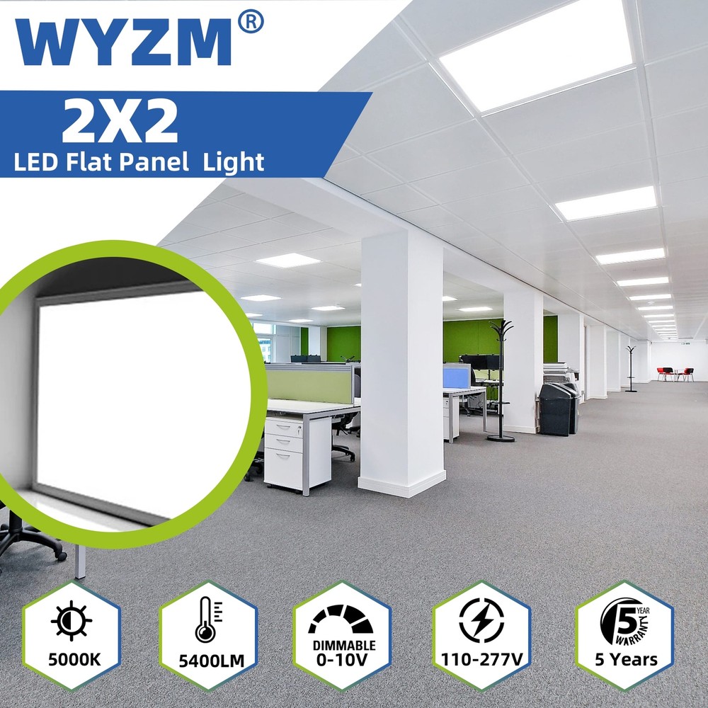 8 Pack 2x2 LED Panel Troffer Lights 5000K White Dimmable Drop Ceiling Light