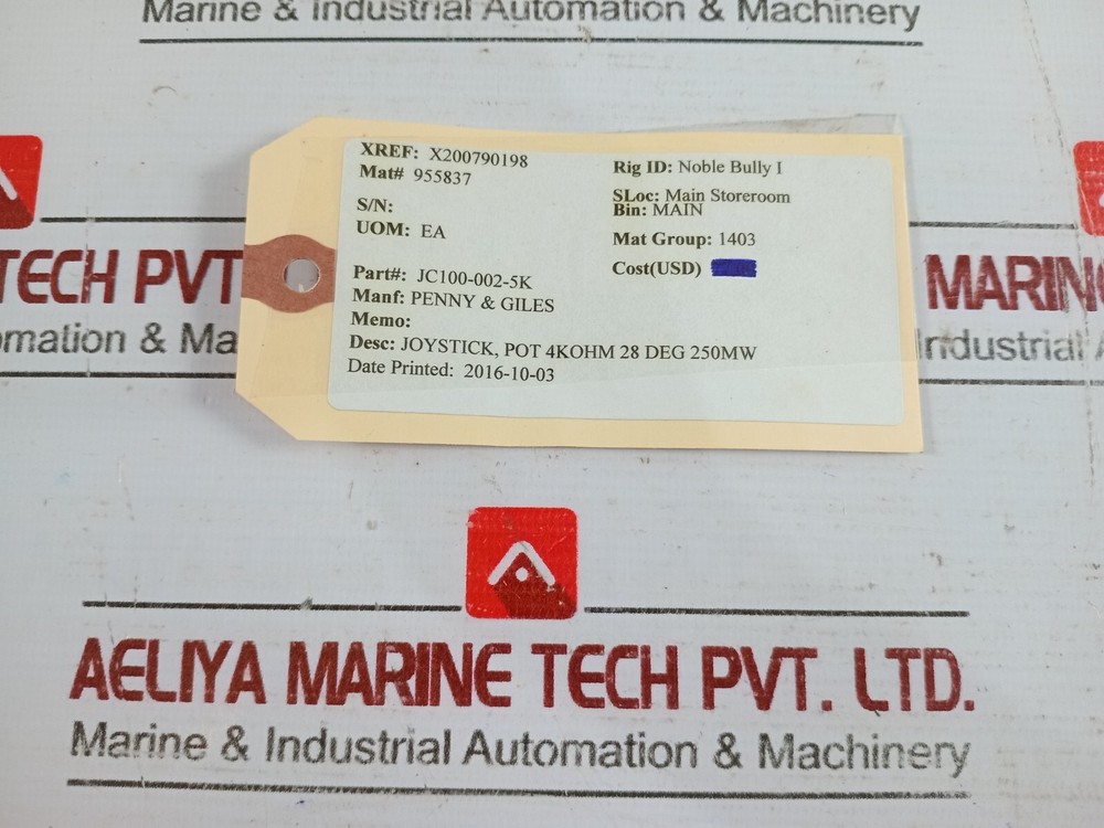 P&G CONTROLS JC100-0015 Joystick Controller P47310/1