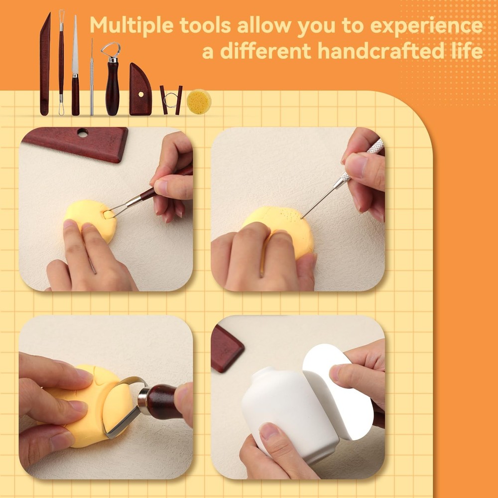 Pottery Tools Kit, Clay Set, Ceramic Tool and Red