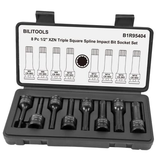 8-Piece Impact XZN Triple Square Xzn Triple Square Spline Bit Socket Set