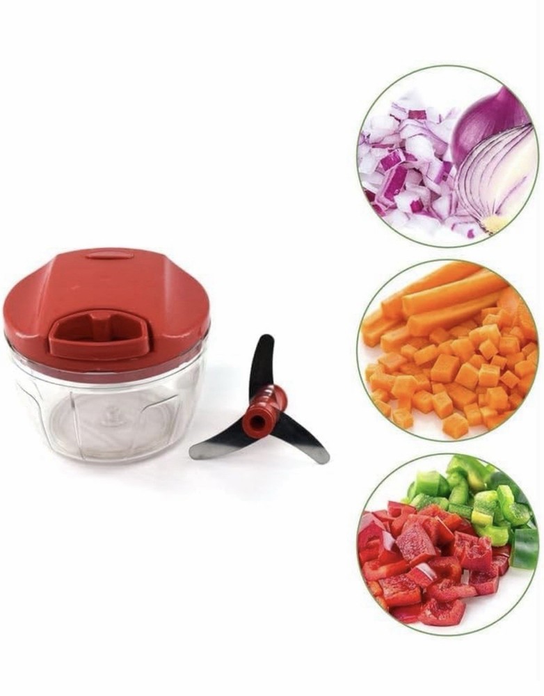 Prepology Manual Pull Function Food Chopper Red 3-Layered Blade