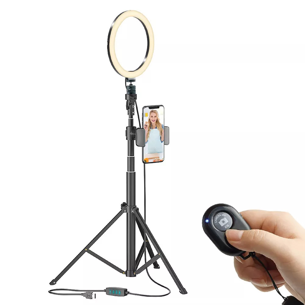 Bower 8" Selfie Ring Light Studio 51" Extendable Tripod + Phone Holder Excellent