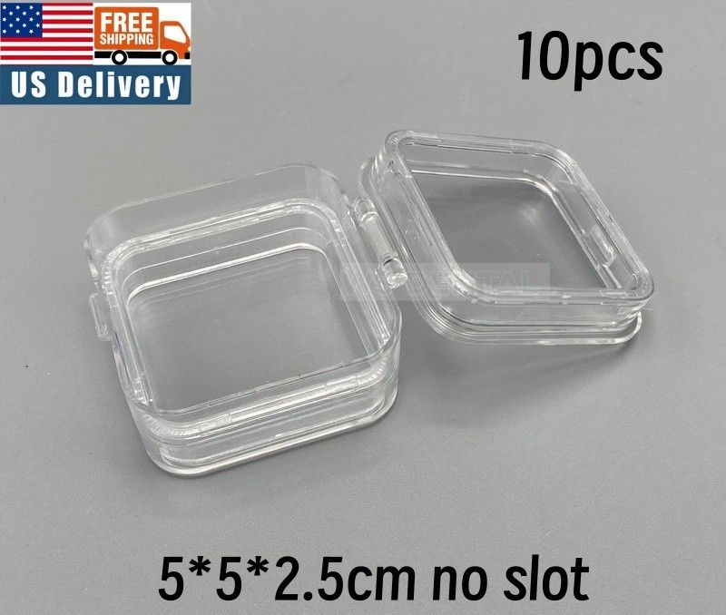 10Pcs Hinged Display Box Clear Membrane storage Boxes Denture False Teeth Case