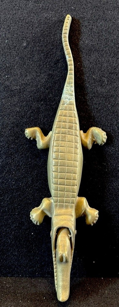 Vintage Solid Brass Alligator / Crocodile Nutcracker & Figurine, Mid Century