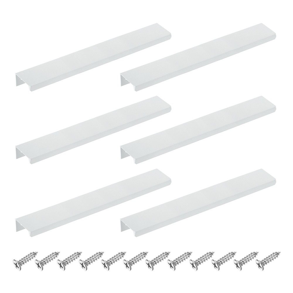 Cabinet Edge Finger Pull, 6pcs 200mm / 7.87" Hidden Cabinet Pulls, White