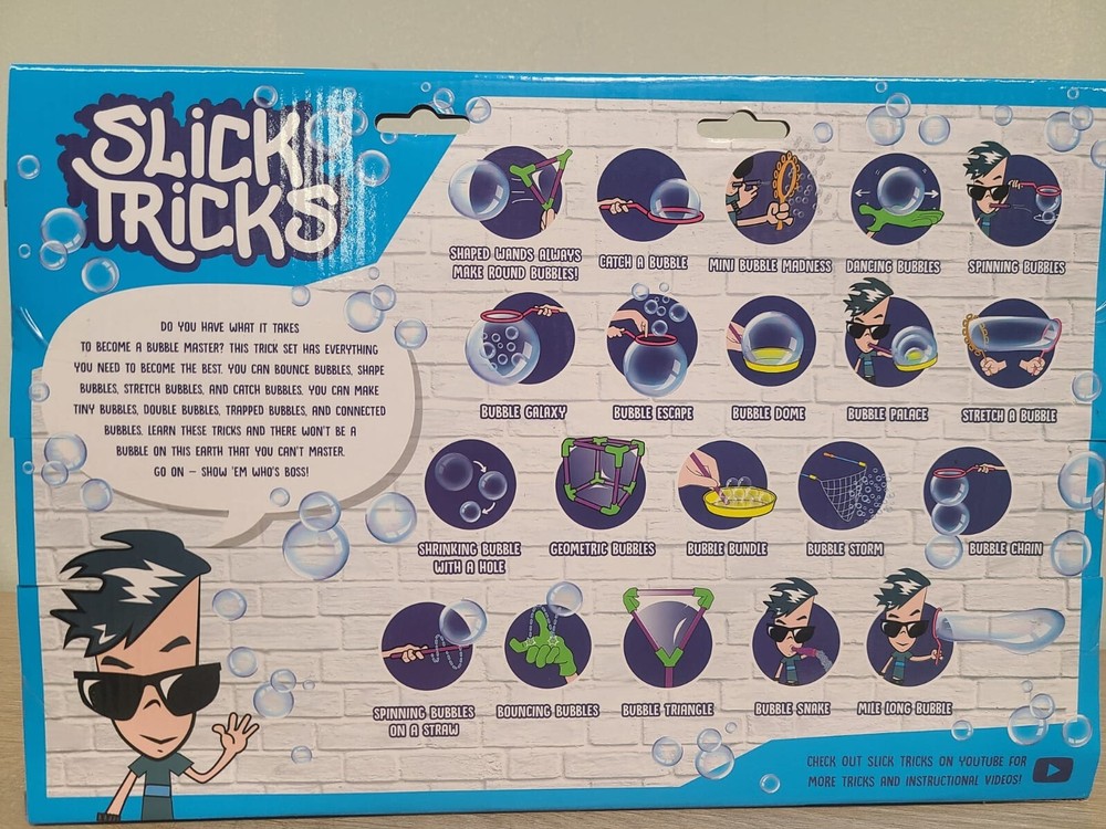 Slick Tricks MAGIC Bubble Kit 20 Bubble Tricks Kids 5+ years Bouncing, Premium