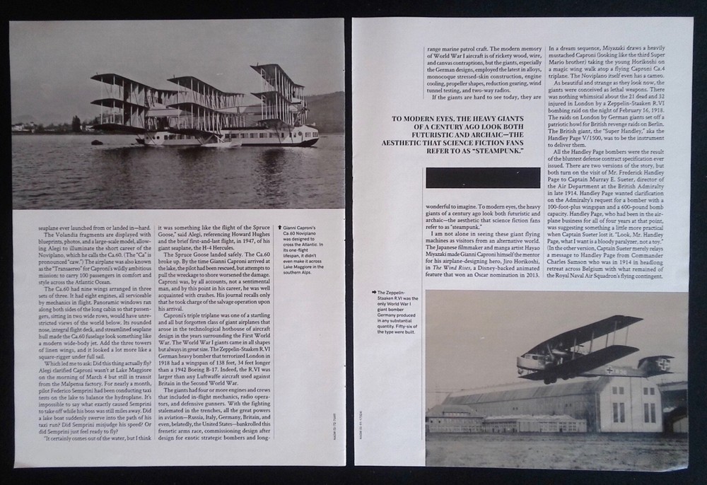 1920's '30's Super-Sized Airplane History Info Article "XXL"