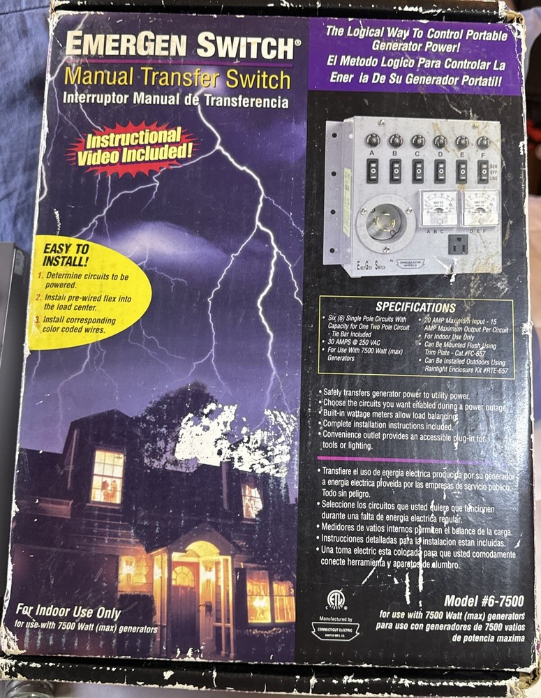 EmerGen Switch Manual Transfer Switch NOS #6-7500