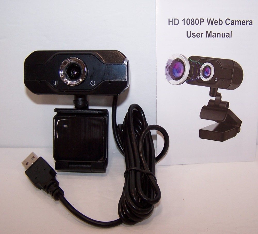 Muhoop 1080P PC Webcam with Microphone USB Wide Angle BLACK