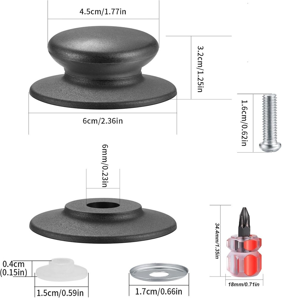 4 Pcs Universal Pot Lid Knobs, Handle Replacement, 4pcs-Black