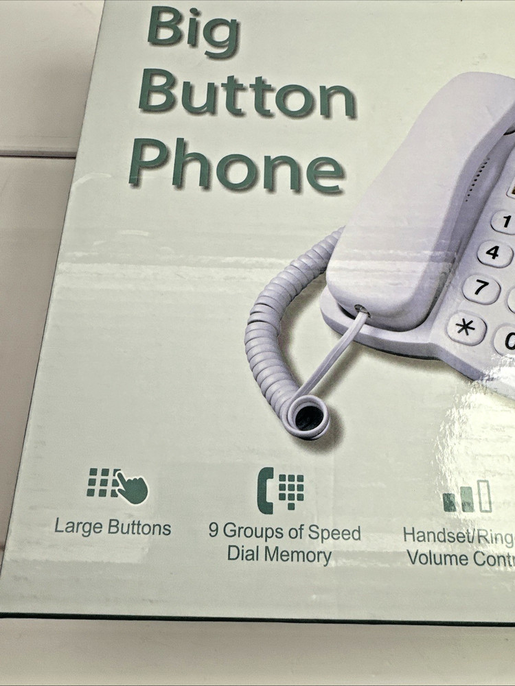 New Big Button Phone with Extra Loud Ringer Elderly Visually Impaired