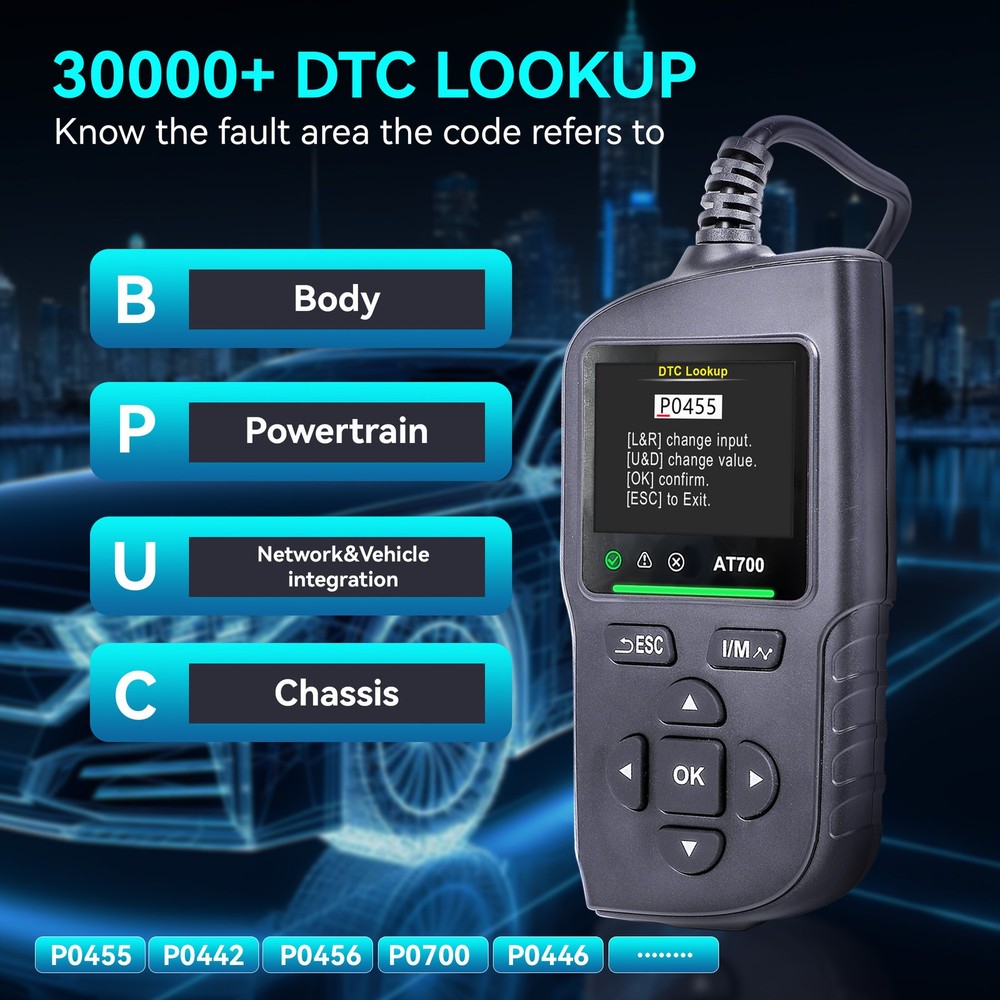 AT700 Scanner Code Reader Car Diagnostic Scan Tool Check Engine Fault