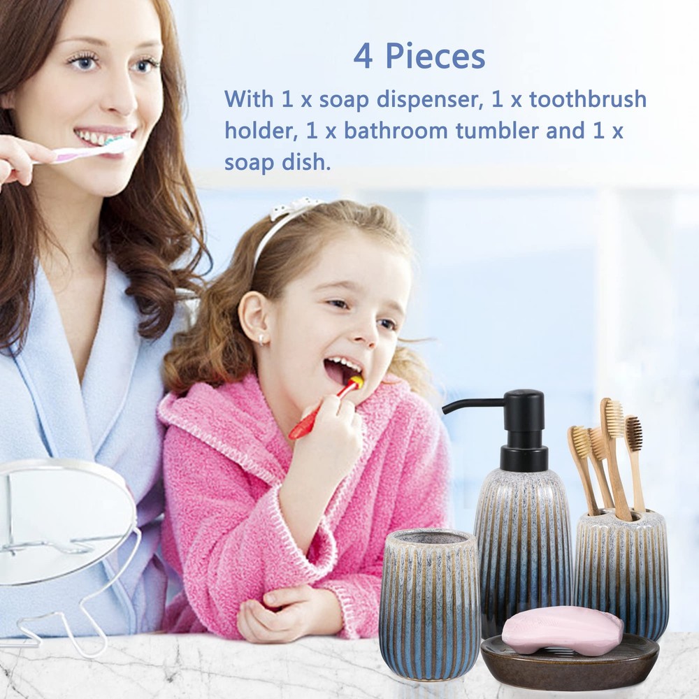 Bathroom Accessories Sets Complete -Set 4 Pcs, Ceramic Bathroom Accessory Bat...