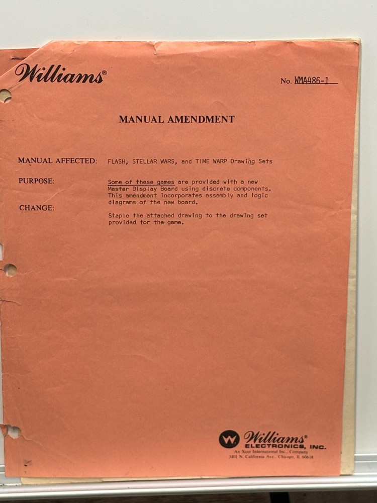 ORIGINAL-WILLIAMS-FLASH-OWNERS MANUAL-SCHEMATICS-GAME ADJUSTMENTS BOOKLET-& MORE