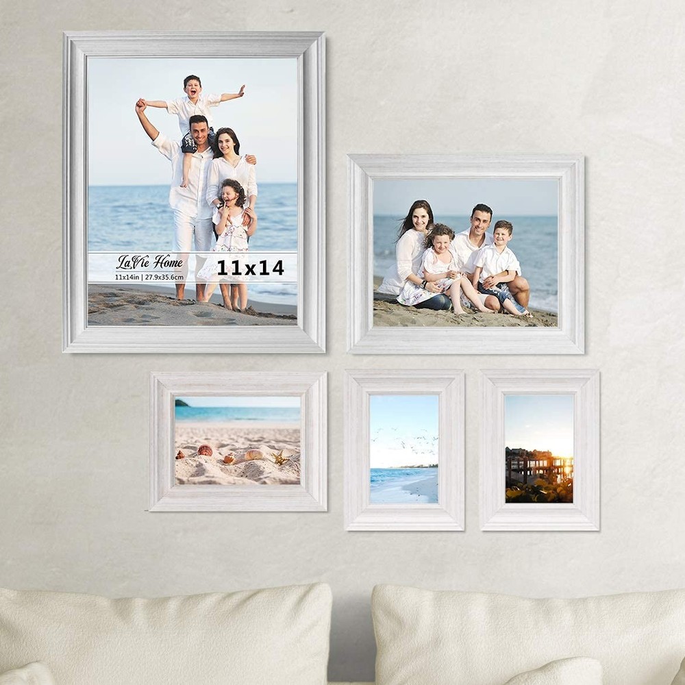 5x7 Picture Frames 3Pack Distressed White Wood Grain Rustic Photo Frame Set with