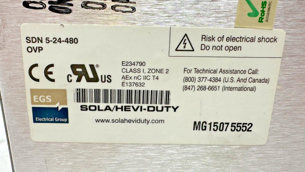 Sola SDN 5-24-480 Power Supply
