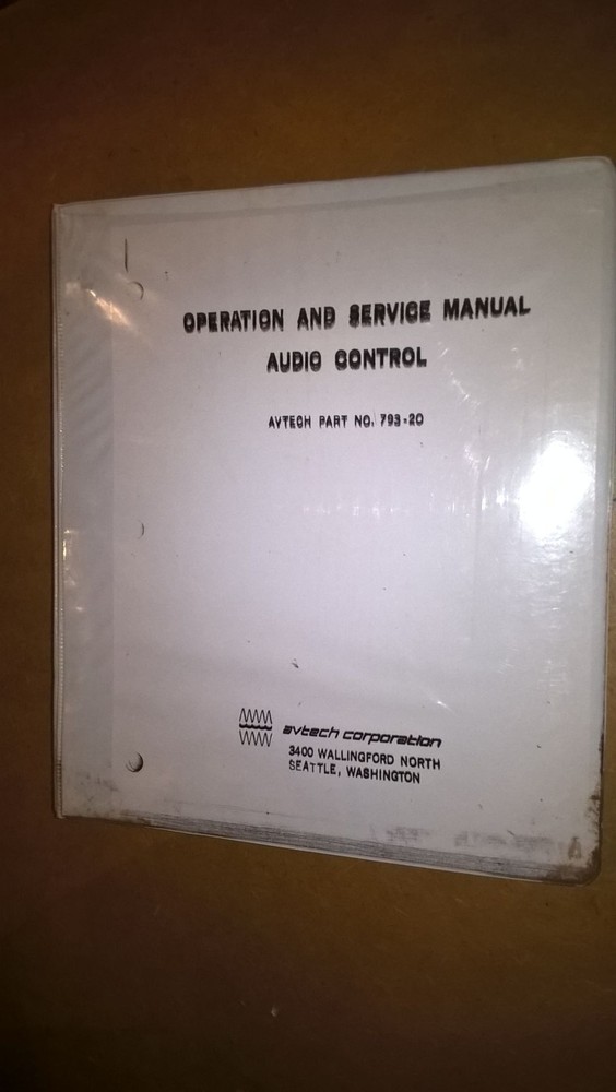 Avtech 793-20 Audio Control Operation service Overhaul manual