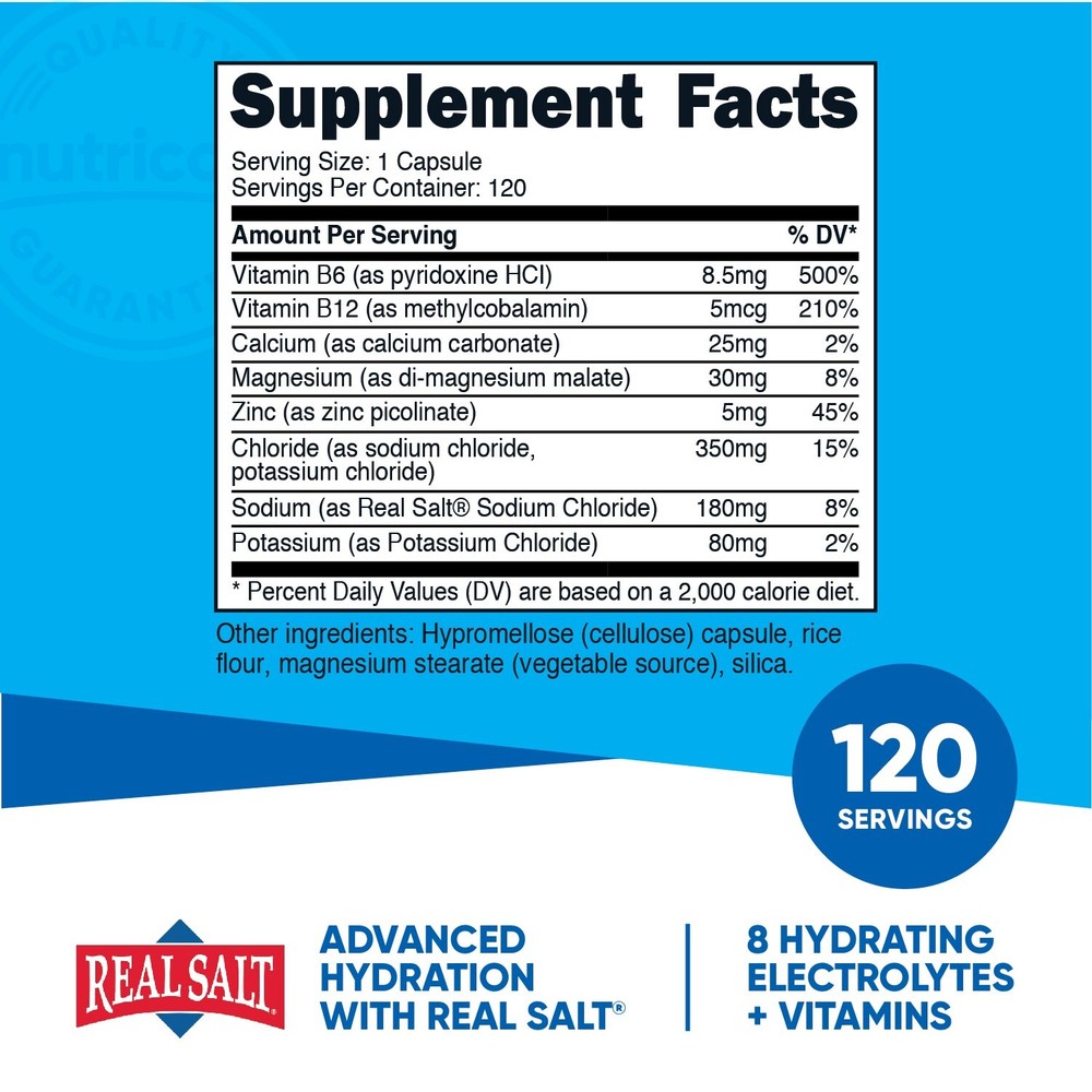 Nutricost Electrolyte Complex (Advanced Hydration with Real Salt®) 120 Capsules