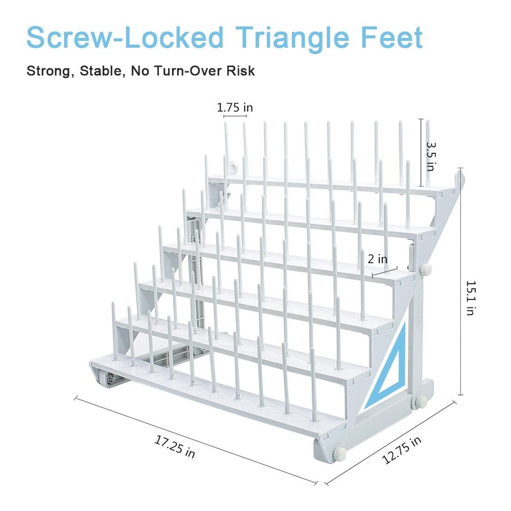 Sew Tech Thread Rack for 60 Spools or 30 Cones, Wall Mounted Large Thread Holder