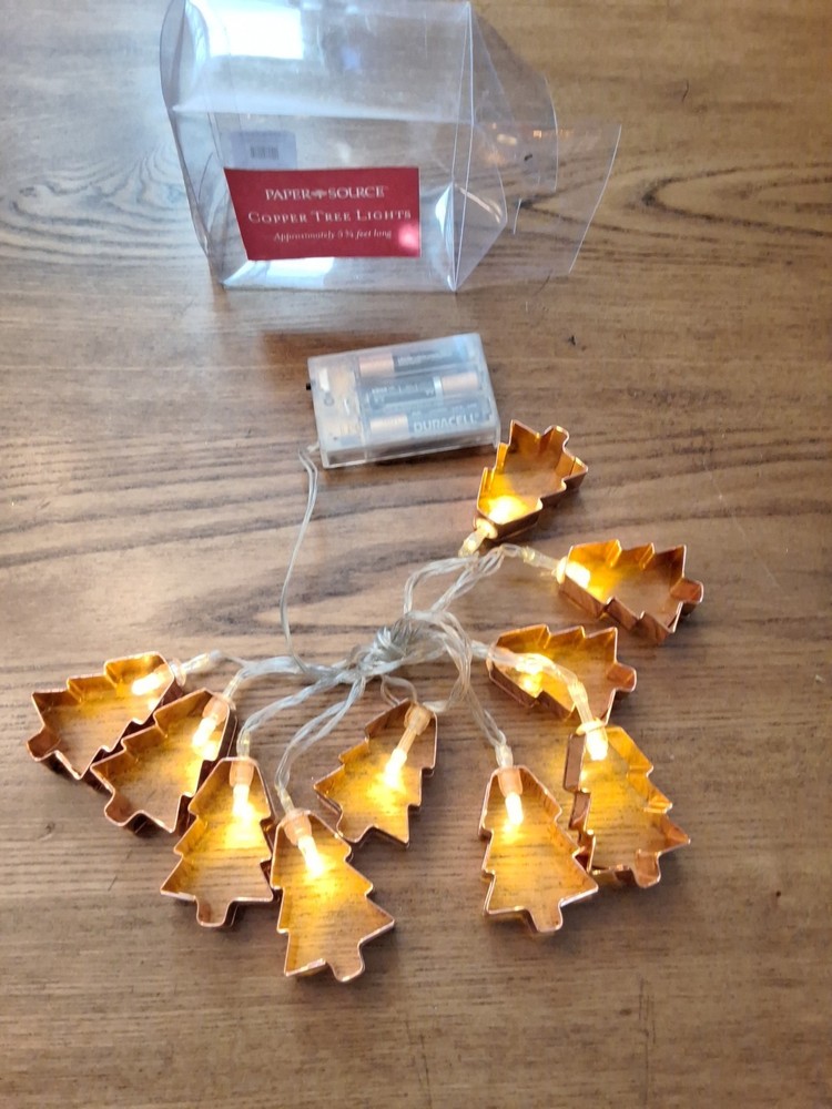 Copper Christmas Tree Cookie Cutter String Lights Paper Source NEW