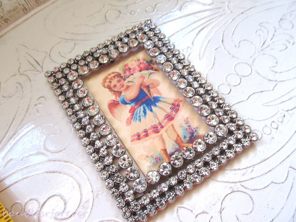 VtG NOS Glitzy 2-3/4" Rectangular Rhinestone Belt Buckle makes a Great Frame!