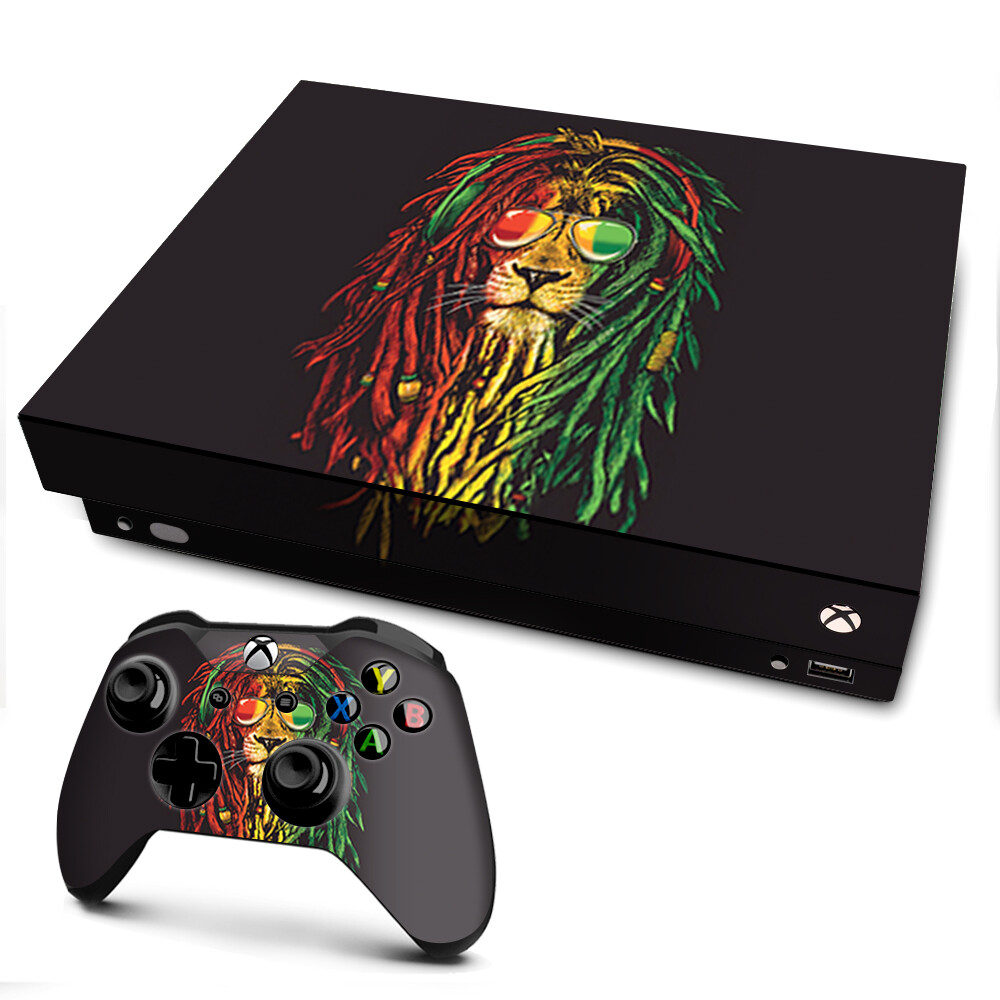 Xbox One X Console Skins Decal Wrap ONLY Rasta Dread Lion Irie
