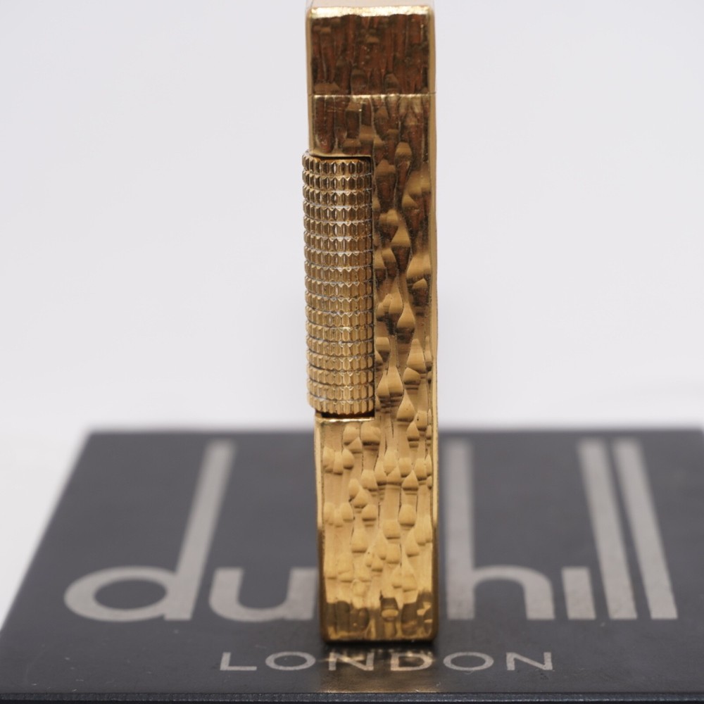 Dunhill Lighter Gold Bark Pattern-Ultrasonically Cleaned_Working