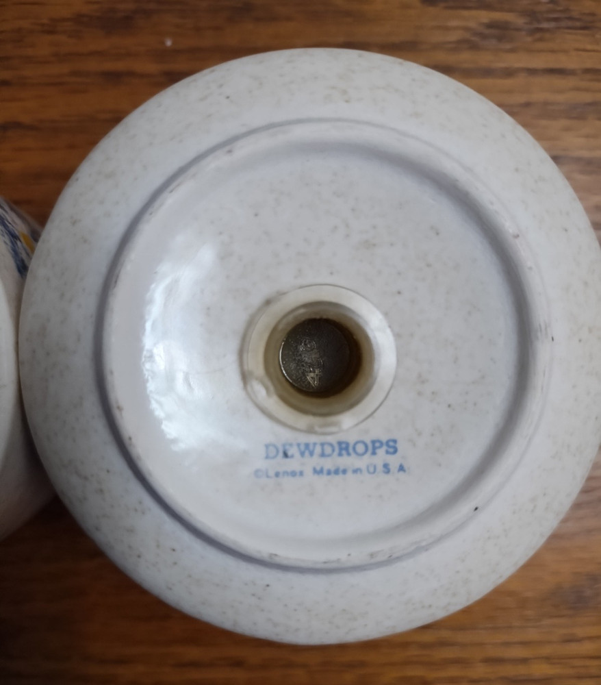 Lenox Vtg Salt & Pepper Set Temperware Line Dewdrops Pattern USA Stoneware