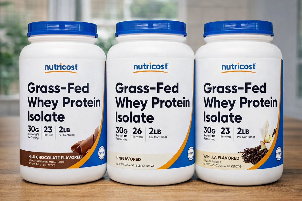 Nutricost Grass-Fed Whey Protein Isolate 2LBS - Non-GMO - Long Exp Date