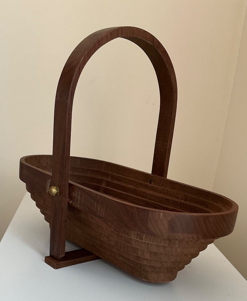 Deep Spring Collapsible Wooden Basket Signed