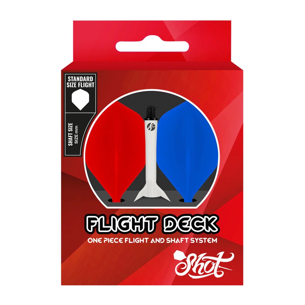 Shot Flight Deck One Piece Dart Flight and Shaft System Tricolor Medium