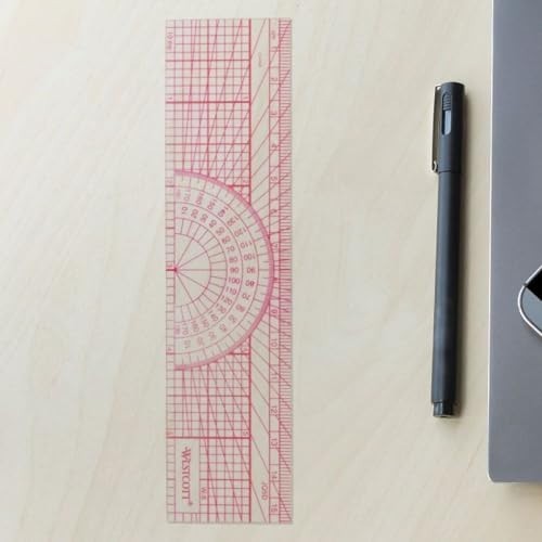 Protractor Ruler, 6", 15Cm, Transparent (W-5)