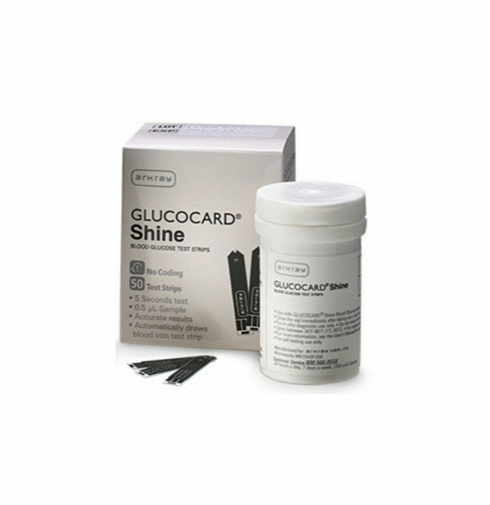 Arkray GLUCOCARD Shine Blood Glucose Test Strips No Coding 0.5 µL Sample 50 Ct