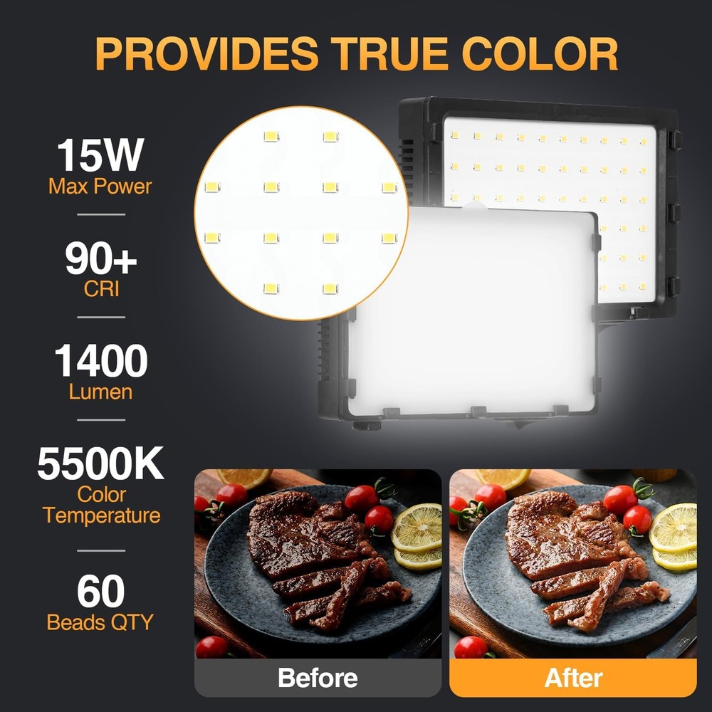 Portable Photography Lighting Kit 60 LED Continuous Studio Lights 2 Pack