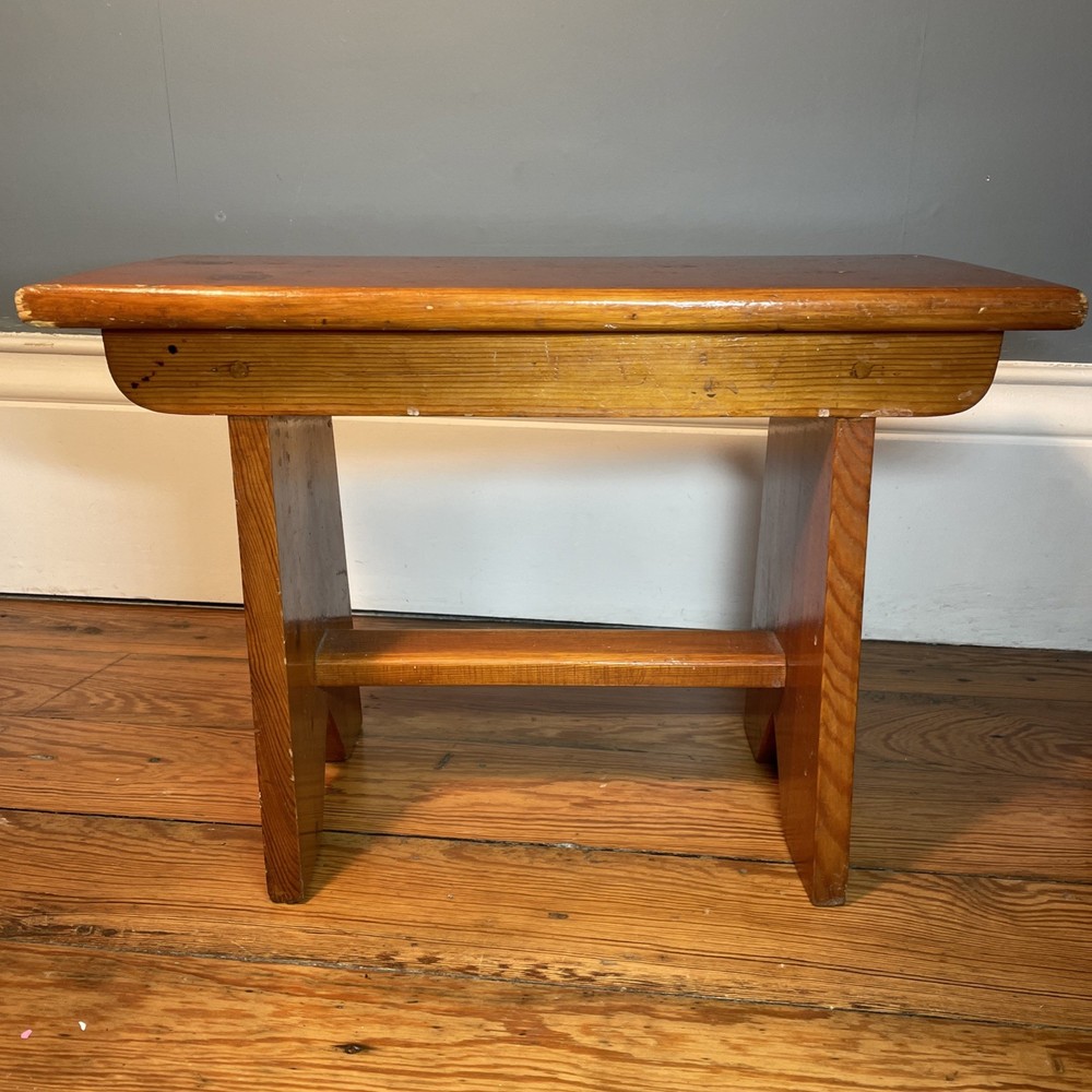 Vintage Rustic Country Cottage Old low Stool Bench