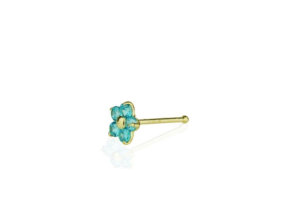 14k Yellow Gold Flower Nose Piercing Stud