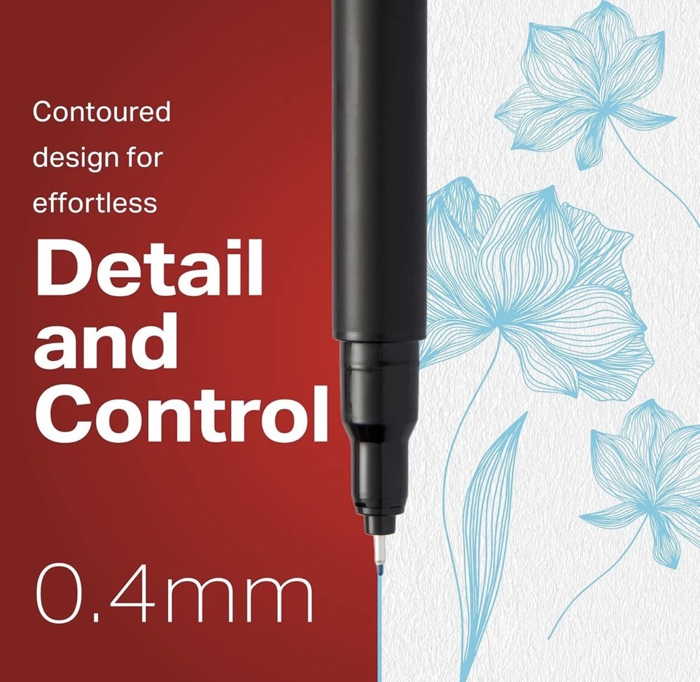 Felt Tip Pens, Fine Point (0.4Mm), Assorted, 24 Count - Perfect for Journaling,